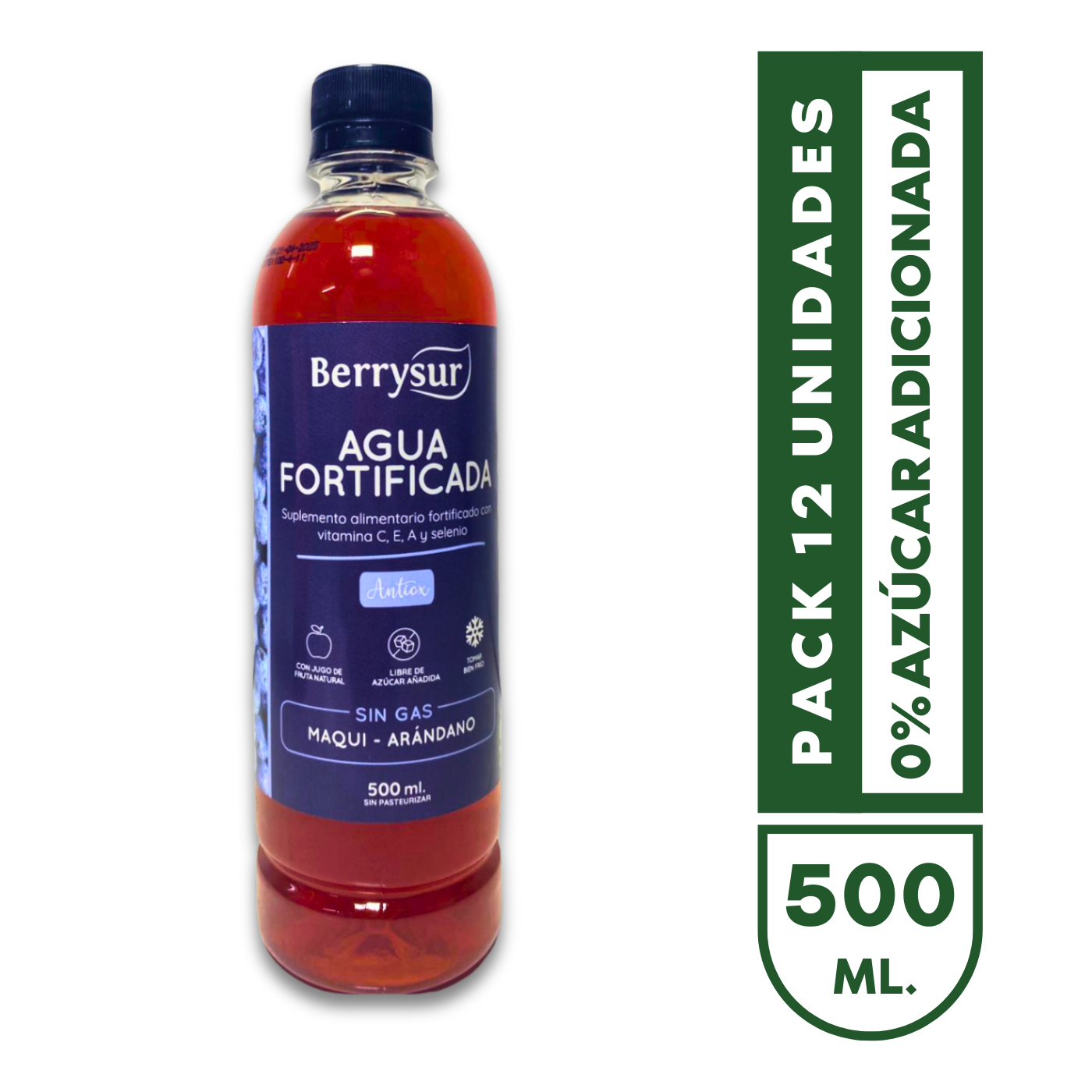 Agua Fortificada Maqui Arándano 500 ml - Pack 12 unidades