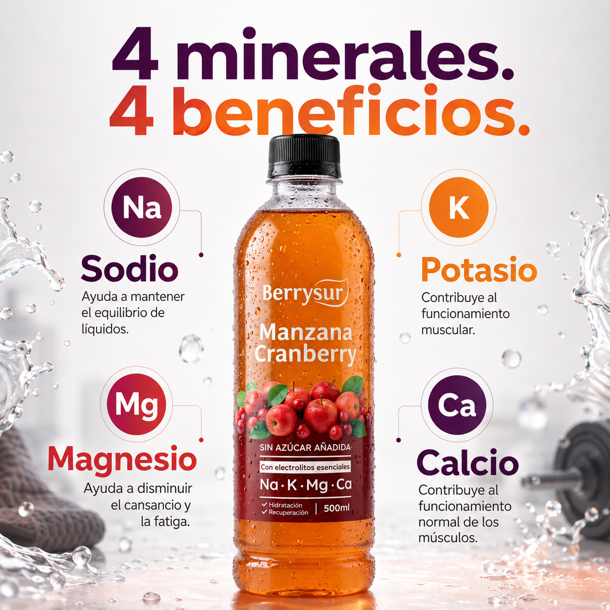 Agua Re-hidratante Cranberry Manzana - Caja 12 unidades 500 ml. + DESPACHO GRATIS