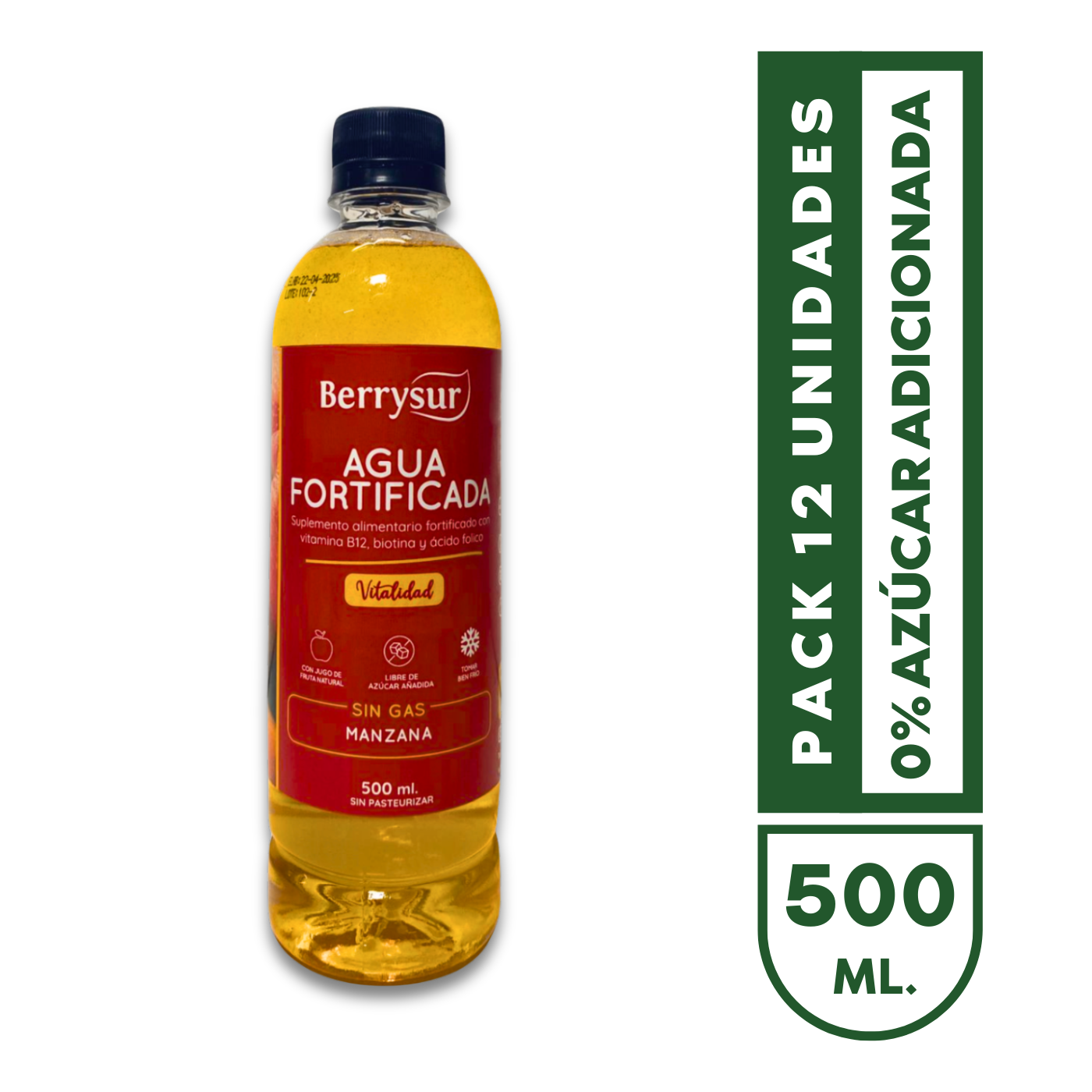 Agua Fortificada Manzana 500 ml. - Pack 12 unidades