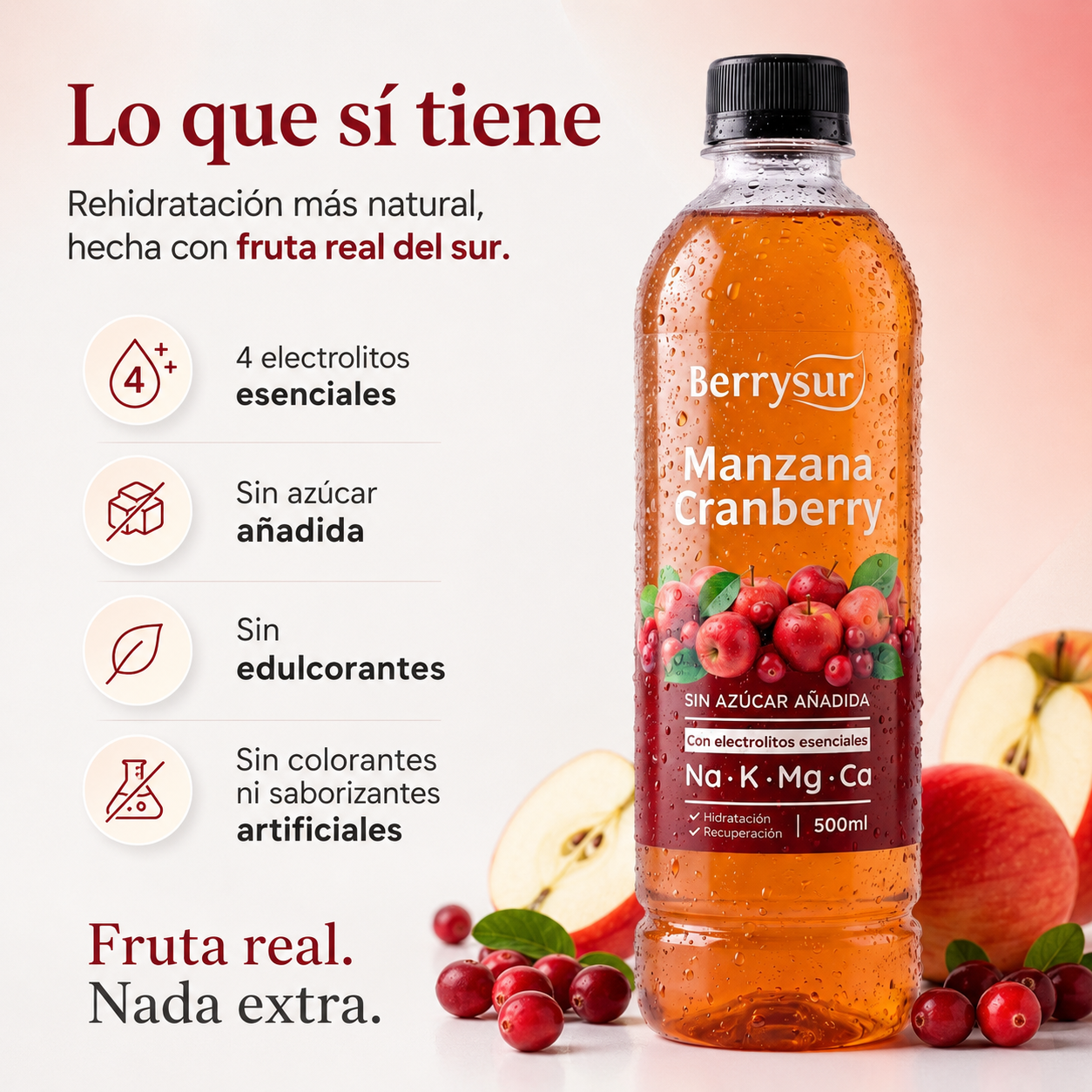 Agua Re-hidratante Cranberry Manzana - Caja 12 unidades 500 ml. + DESPACHO GRATIS