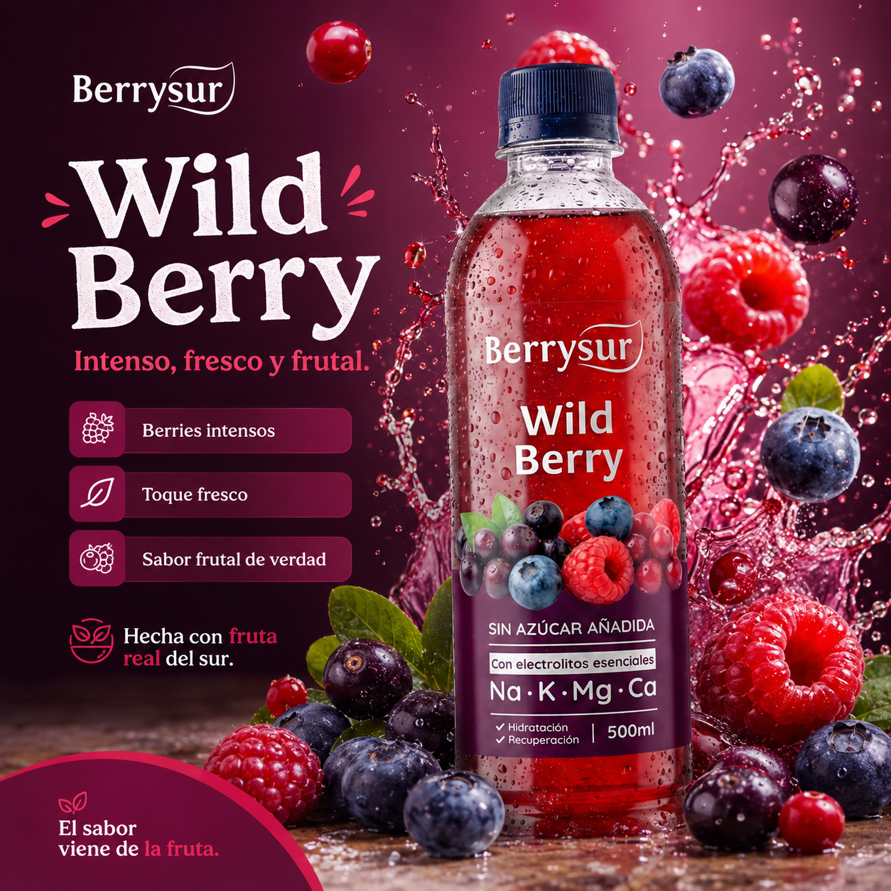 Mix Agua Re-hidratante Wild Berry y Cranberry Manzana - Caja 12 unidades 500 ml. + DESPACHO GRATIS