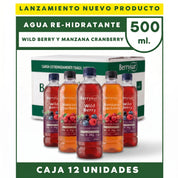 Mix Agua Re-hidratante Wild Berry y Cranberry Manzana - Caja 12 unidades 500 ml. + DESPACHO GRATIS