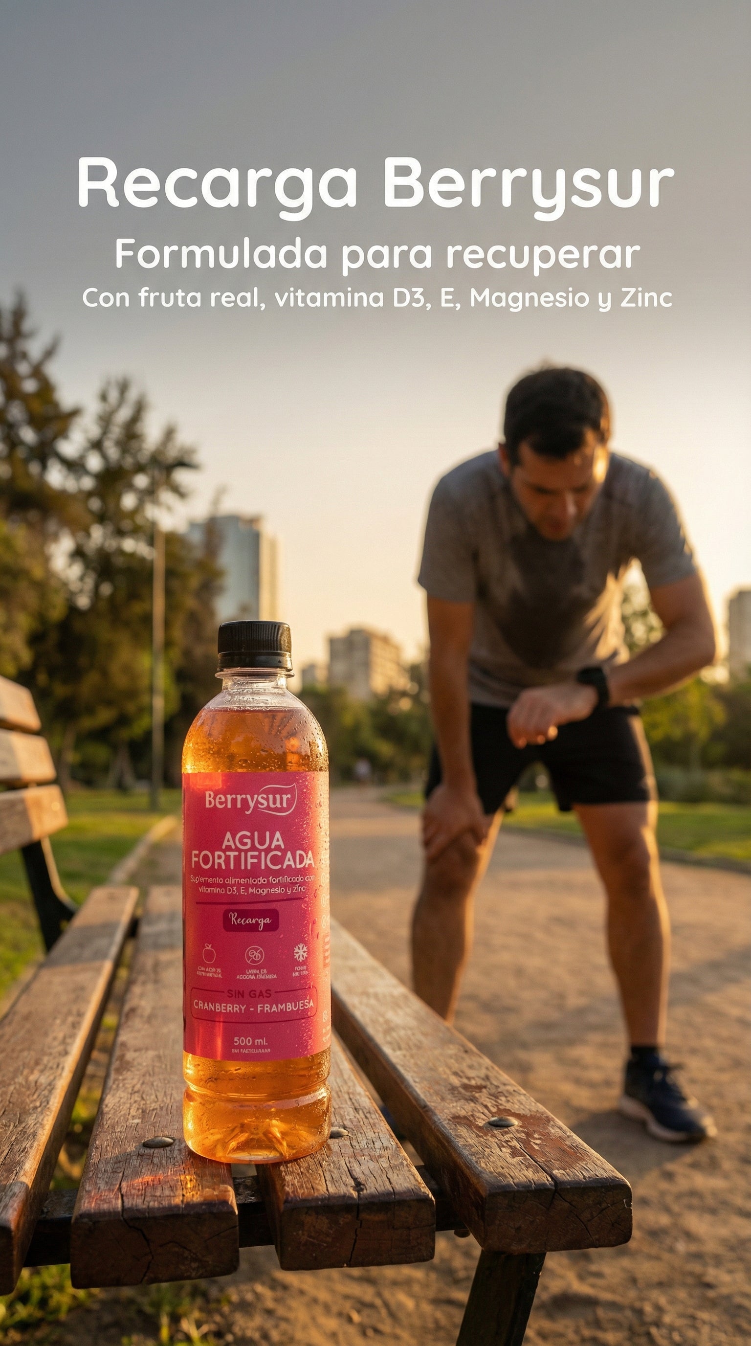 Agua Fortificada Recarga Cranberry Frambuesa 500 ml - Caja 12 unidades