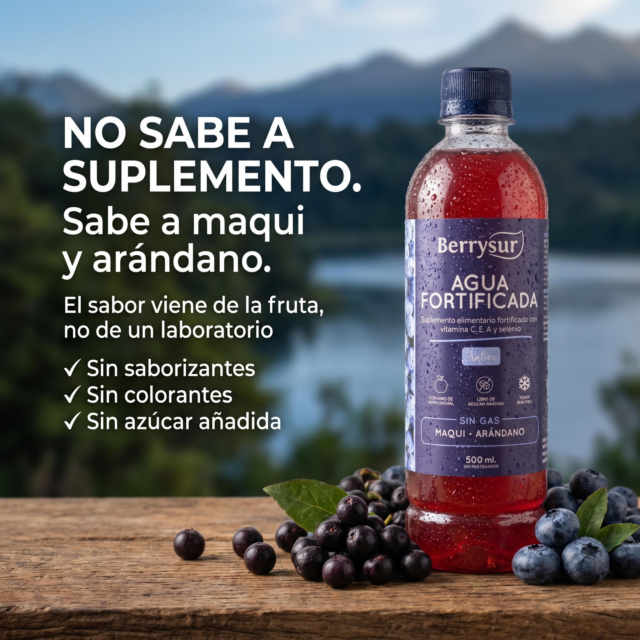 Agua Fortificada Anitox Maqui Arándano 500 ml - Caja 12 unidades