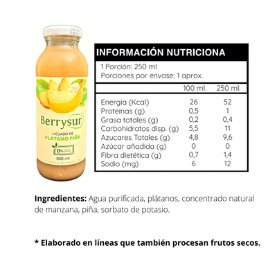 Licuado Piña Plátano 300 ml. - Caja 12 unidades