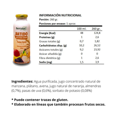 Batido con Frutos Secos 300 gr. - Pack 12 unidades