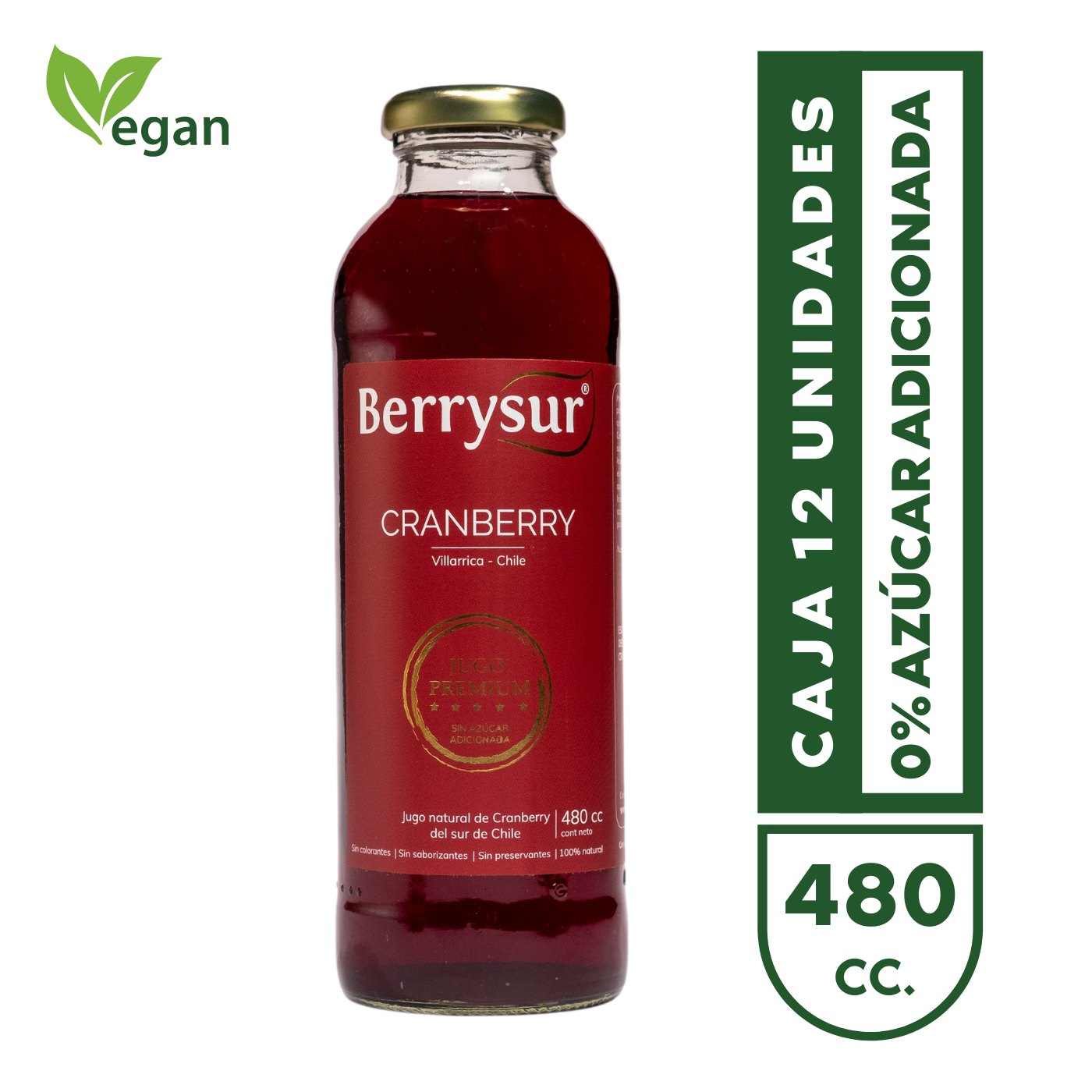 Jugo Cranberry Premium 480 cc. - Caja 12 unidades