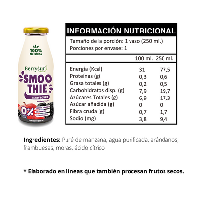 Información nutricional Smoothie Berrysur